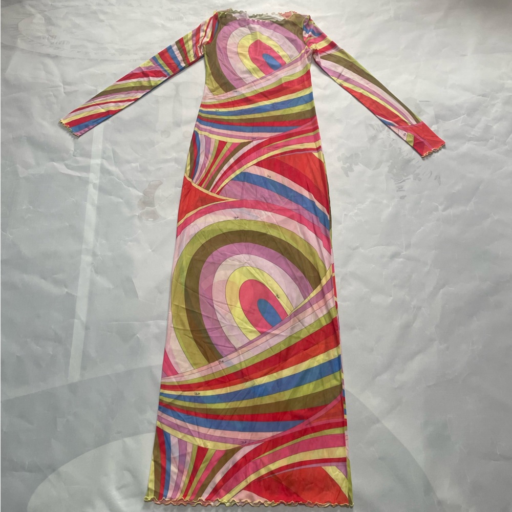 Emilio Pucci Iride Printed Sheer Mesh Maxi Dress - Picture 2 of 9